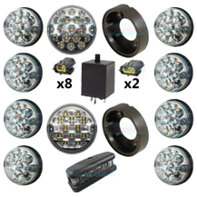 Land Rover Defender Clear 11 LED Lamp/Light Complete Upgrade Kit RDX/Wipac